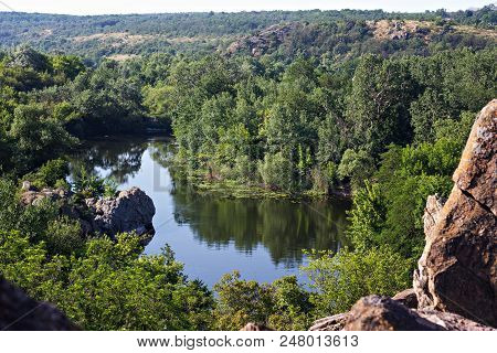 Southern Bug River Landscape With Famous Rapid Red Gate Or Integral In Migeya, Ukraine.