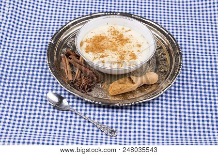 Traditional Delicious Turkish Dessert; Rice Pudding (sutlac)