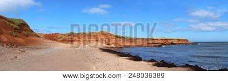 Beautiful day at south dune in magdalen island in quebec canada