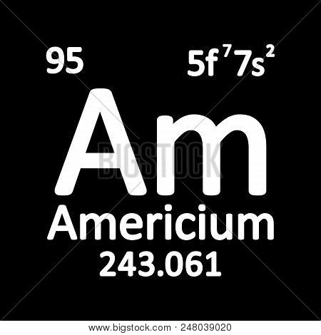 Periodic Table Element Americium Icon On White Background. Vector Illustration.