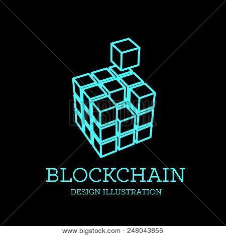 Blockchain Vector Illustration In The Form Of Cubes. Block Chain Logo Design. The Concept Of Informa