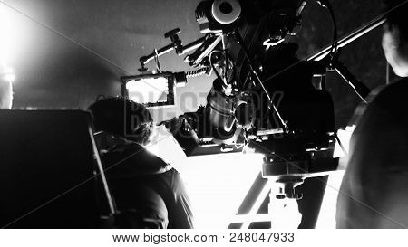 Blurry Images Of Silhouette People Behind The Scenes