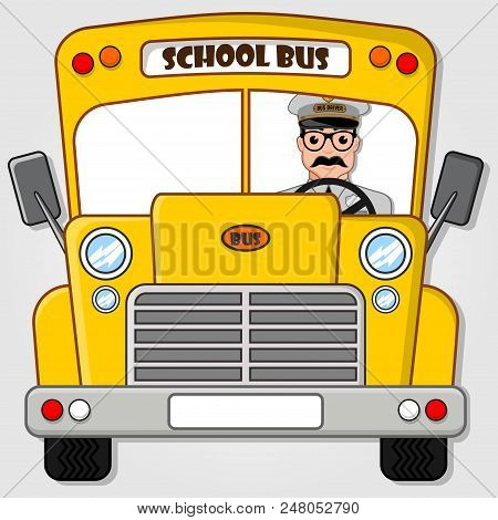 School Bus Isolated On A White Background. Flat Style Vector Illustration