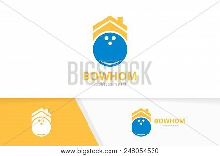 Vector Bowling And Real Estate Logo Combination. Game And House Symbol Or Icon. Unique Kegling And R