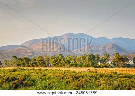 Serene Landscape With Road In Natural Park, Almeria, Andalusia, Spain