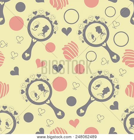 Retro Couple In Mirror Of Hearts-spa In The Country.seamless Repeat Pattern-spa In The Country.seaml