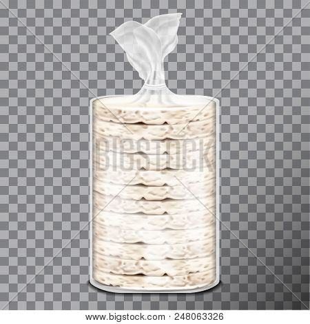 Wheat, Rice Or Maize Bread In Clear Plastic Or Cellophane Film Pack. Toast Pack Vector Design. 3d Il