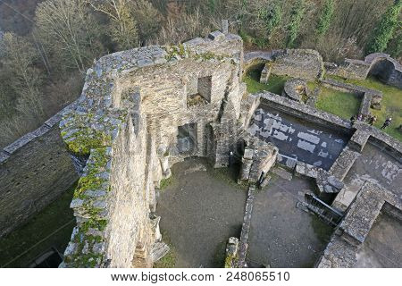 Ruined Castle Walls Of Boursceid In Luxembourg