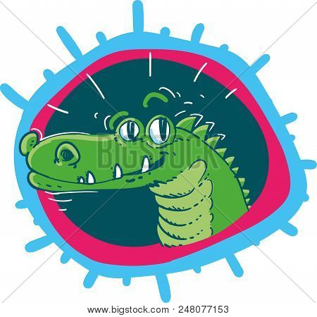 Green Smiling Crocodile Cartoon Style Vector Illustration