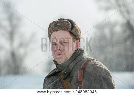 Russian Federation, Pskov District, Velikie Luki - 23 February 2018: Military Historical Reenactment