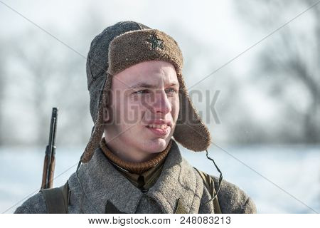 Russian Federation, Pskov District, Velikie Luki - 23 February 2018: Military Historical Reenactment