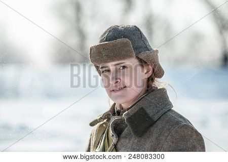 Russian Federation, Pskov District, Velikie Luki - 23 February 2018: Military Historical Reenactment