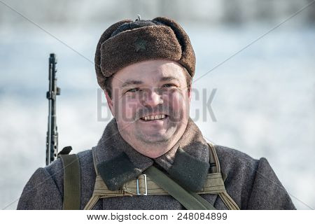 Russian Federation, Pskov District, Velikie Luki - 23 February 2018: Military Historical Reenactment