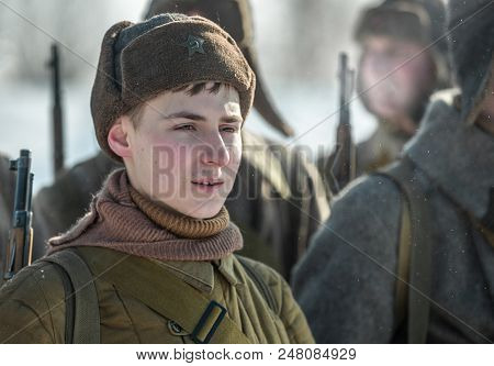 Russian Federation, Pskov District, Velikie Luki - 23 February 2018: Military Historical Reenactment