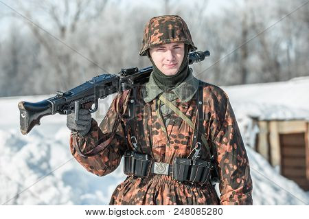 Russian Federation, Pskov District, Velikie Luki - 23 February 2018: Military Historical Reenactment