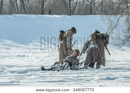 Russian Federation, Pskov District, Velikie Luki - 23 February 2018: Military Historical Reenactment