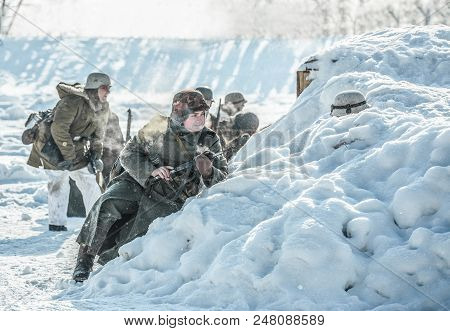 Russian Federation, Pskov District, Velikie Luki - 23 February 2018: Military Historical Reenactment