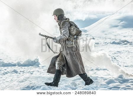 Russian Federation, Pskov District, Velikie Luki - 23 February 2018: Military Historical Reenactment