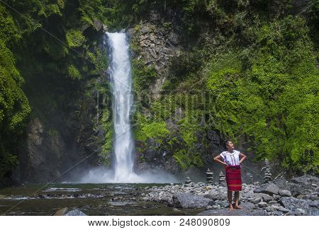 Batad, Philippines - May 02 : Girl From Ifugao Minority Near A Waterfall In Batad The Philippines On