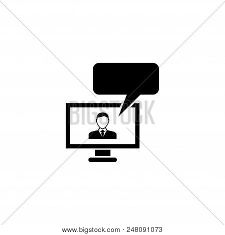 Reporter Presenter Correspondent Speaker News Tv. Flat Vector Icon Illustration. Simple Black Symbol