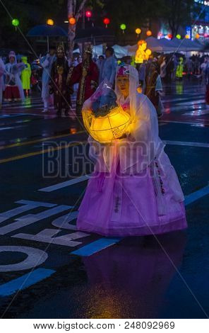 Seoul - May 10 : Participants In A Parade During Lotus Lantern Festival In Seoul , Korea On May 10 2
