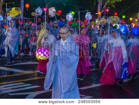Seoul - May 10 : Participants In A Parade During Lotus Lantern Festival In Seoul , Korea On May 10 2