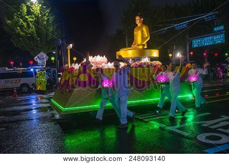 Seoul - May 10 : Participants In A Parade During Lotus Lantern Festival In Seoul , Korea On May 10 2
