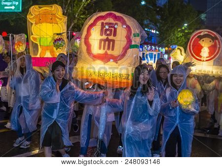 Seoul - May 10 : Participants In A Parade During Lotus Lantern Festival In Seoul , Korea On May 10 2