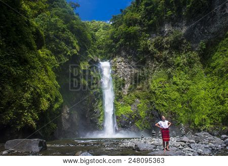 Batad, Philippines - May 02 : Girl From Ifugao Minority Near A Waterfall In Batad The Philippines On