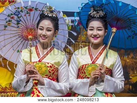 Seoul - May 11 : Portrait Of A Burmese Traditional Dancers During Lotus Lantern Festival In Seoul , 