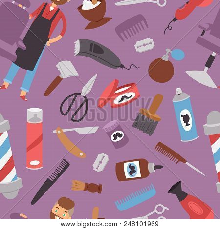 Hairdressing Salon Barbershop Devices Symbols Fashion Hairdresser Professional Stylish Barber Tools 