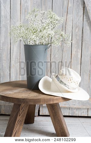 Soft Home Decor, Small Vases With Baby's Breath Bouquet. Interior.