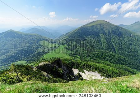 The Slope With View On Cross Paths In Vratna Valley At The National Park Mala Fatra, Slovakia