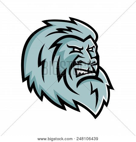 Mascot Icon Illustration Of Head Of A Yeti Or Abominable Snowman, An Ape-like Entity, Mythical Or Le