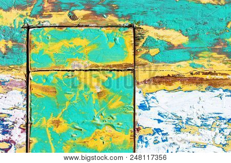 Decorative And Colorful Wood Wall. Painted Wooden Plank Background. Old Weathered Wood Texture. Indu