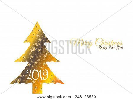 Christmass Tree Vector. New Year 2019. Greeting Card
