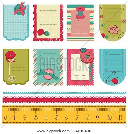 Design Elements For Baby Scrapbook - Cute Tags With Buttons