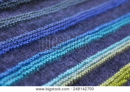 Macro Hand Made Knitting Background. Sectional Yarn.