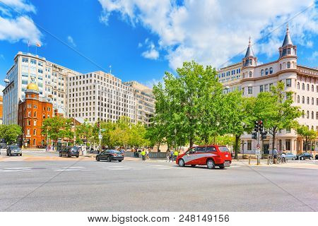 Washington, Usa, Urban Cityscape Of The City National Council Of Negro Women And Indiana Plaza.