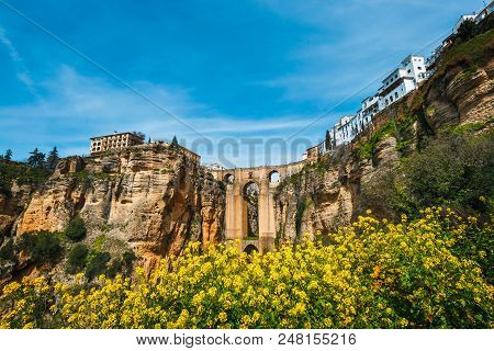 Landscape With The Tajo Gorge And Stone Bridge, Ronda, Spain