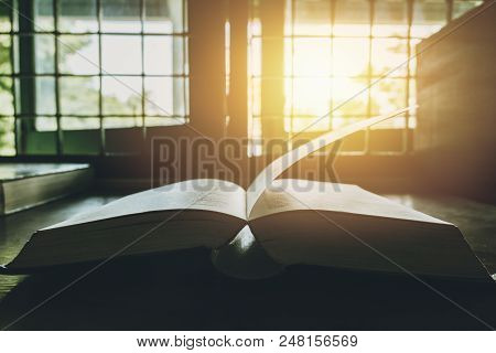 Book At The Windows Sun Bright Vintage Colortone