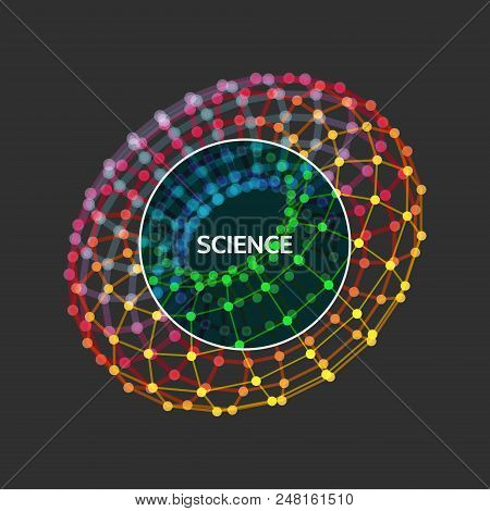 Torus. Object With Lines And Dots. Molecular Grid. Technology Style With Particle. Vector Illustrati