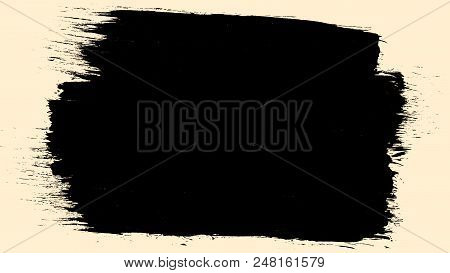 White Painted Brush Strokes On Black Background. Set Of Black Paint Strokes Isolated On White Backgr