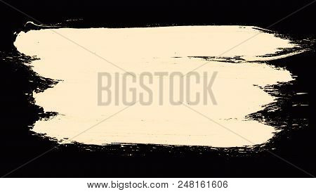 White Painted Brush Strokes On Black Background. Set Of Black Paint Strokes Isolated On White Backgr
