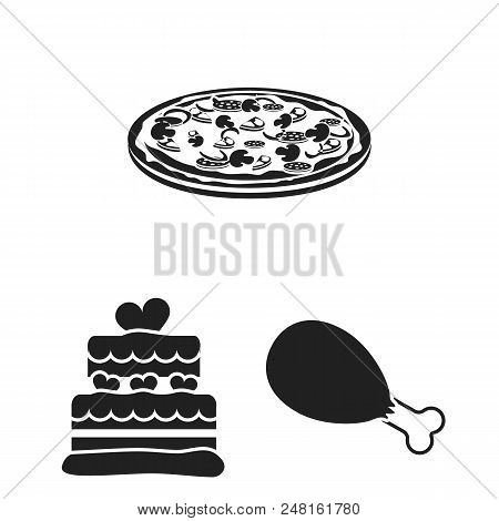Fast Food Black Icons In Set Collection For Design.food From Semi-finished Products Vector Symbol St