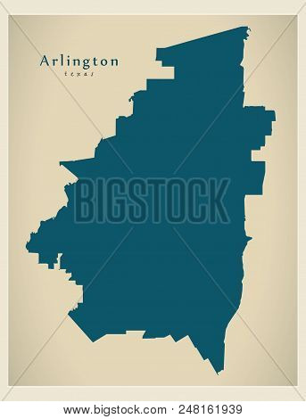 Modern City Map - Arlington Texas City Of The Usa