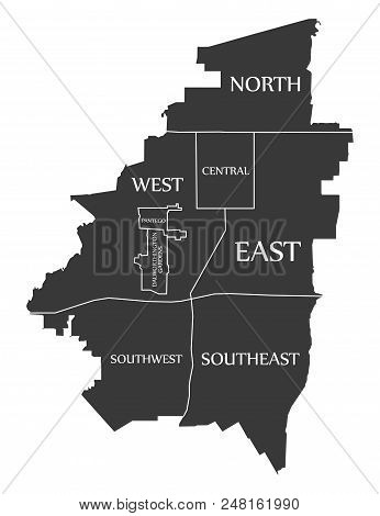 Arlington Texas City Map Usa Labelled Black Illustration