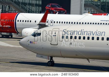 Oslo Gardermoen International Airport. The airport has biggest passenger flow in Norway.July 3,2018. Oslo,Norway