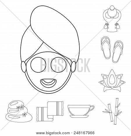 Spa Salon And Equipment Outline Icons In Set Collection For Design. Relaxation And Rest Vector Symbo
