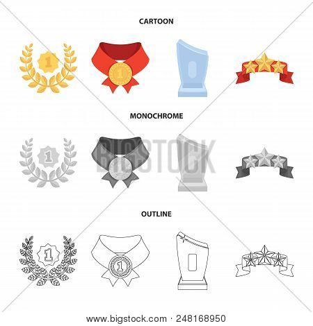 Winner For The First Place In The Competition, A Crystal Prize, A Ribbon With The Stars, A Medal On 